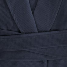 Navy Waffle Cotton-Blend Bath Robe